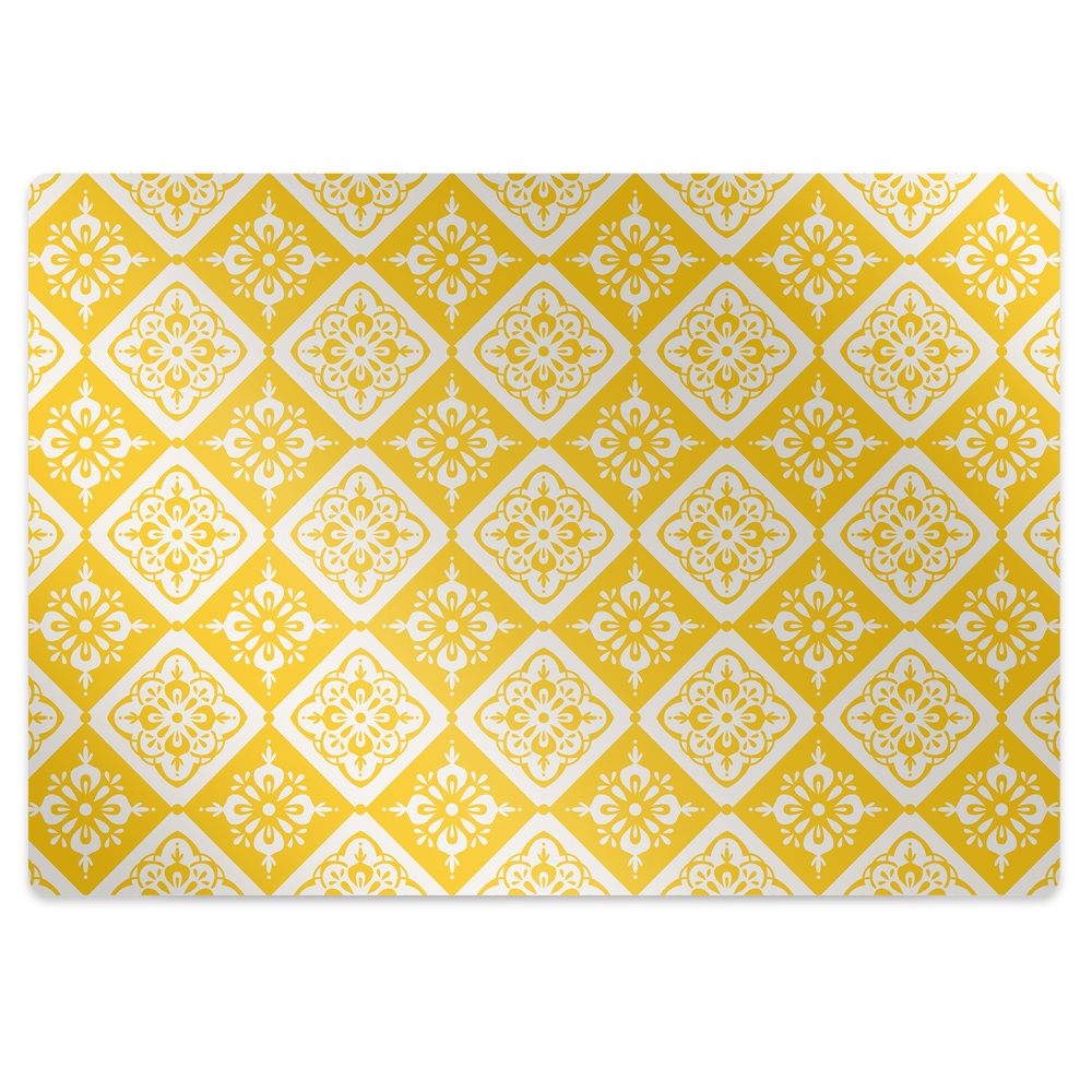 kobercomat.sk Ochranná podložka pod stoličku Žltý a biely vzor 140x100 cm 2 cm 